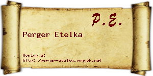 Perger Etelka névjegykártya